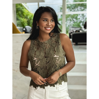 Blouse en crochet Darila - Kaki