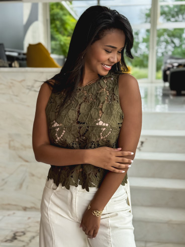 Blouse en crochet Darila - Kaki Blouse en crochet Darila - Kaki