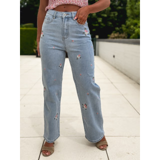 Jeans à fleurs Roselina - Bleu