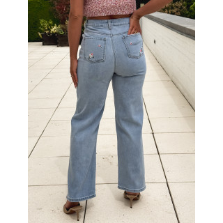 Jeans à fleurs Roselina - Bleu