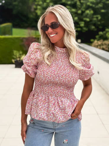 Blouse à fleurs Kezia - Rose