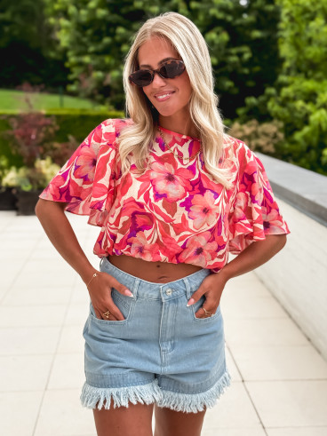 Blouse à motifs Ari - Fuchsia