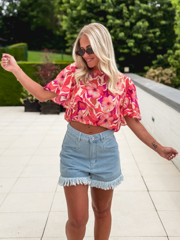 Blouse à motifs Ari - Fuchsia