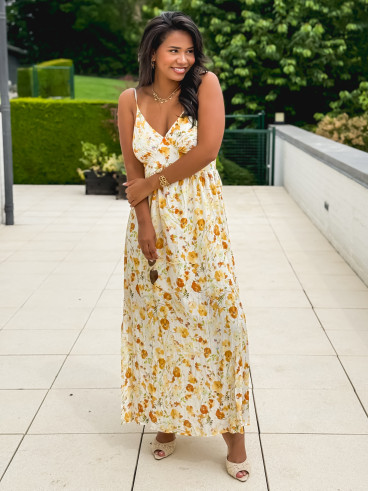 Robe longue à motifs Elzoria - Jaune Robe longue à motifs Elzoria - Jaune