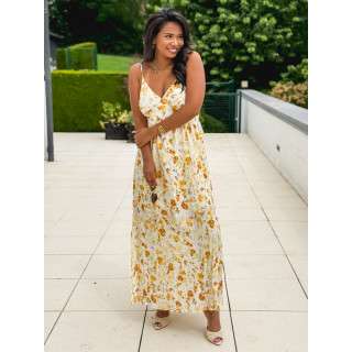 Robe longue à motifs Elzoria - Jaune