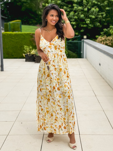 Robe longue à motifs Elzoria - Jaune Robe longue à motifs Elzoria - Jaune