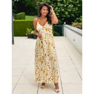 Robe longue à motifs Elzoria - Jaune