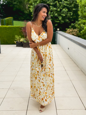 Robe longue à motifs Elzoria - Jaune Robe longue à motifs Elzoria - Jaune