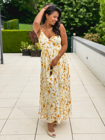Robe longue à motifs Elzoria - Jaune Robe longue à motifs Elzoria - Jaune