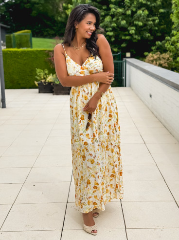 Robe longue à motifs Elzoria - Jaune Robe longue à motifs Elzoria - Jaune
