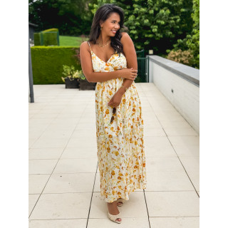 Robe longue à motifs Elzoria - Jaune