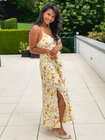 Robe longue à motifs Elzoria - Jaune