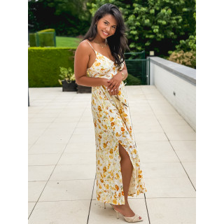 Robe longue à motifs Elzoria - Jaune