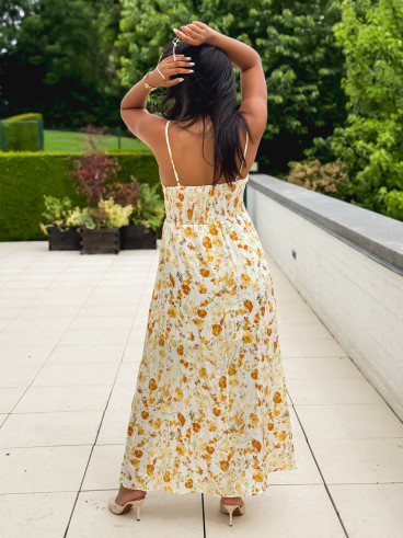 Robe longue à motifs Elzoria - Jaune Robe longue à motifs Elzoria - Jaune