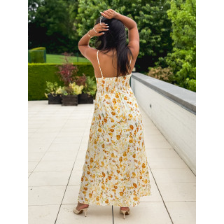 Robe longue à motifs Elzoria - Jaune
