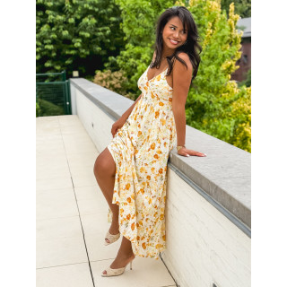 Robe longue à motifs Elzoria - Jaune