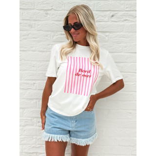T-shirt "Bord de mer" - Blanc/Rose