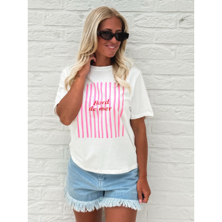 T-shirt "Bord de mer" - Blanc/Rose
