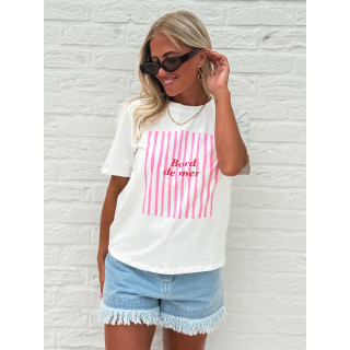 T-shirt "Bord de mer" - Blanc/Rose