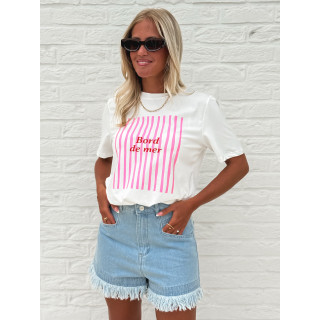 T-shirt "Bord de mer" - Blanc/Rose