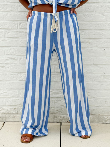 Pantalon ligné Mirelle - Bleu Pantalon ligné Mirelle - Bleu