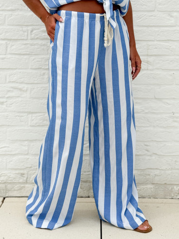 Pantalon ligné Mirelle - Bleu Pantalon ligné Mirelle - Bleu