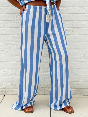 Pantalon ligné Mirelle - Bleu