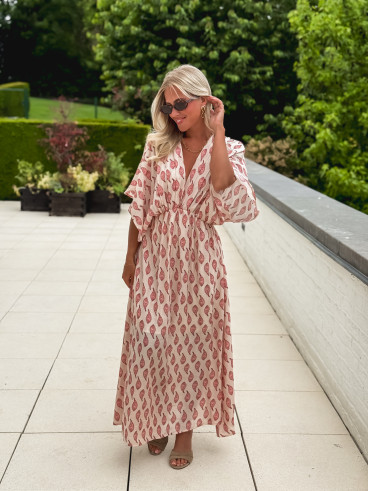 Robe longue à motifs Laïka - Rose