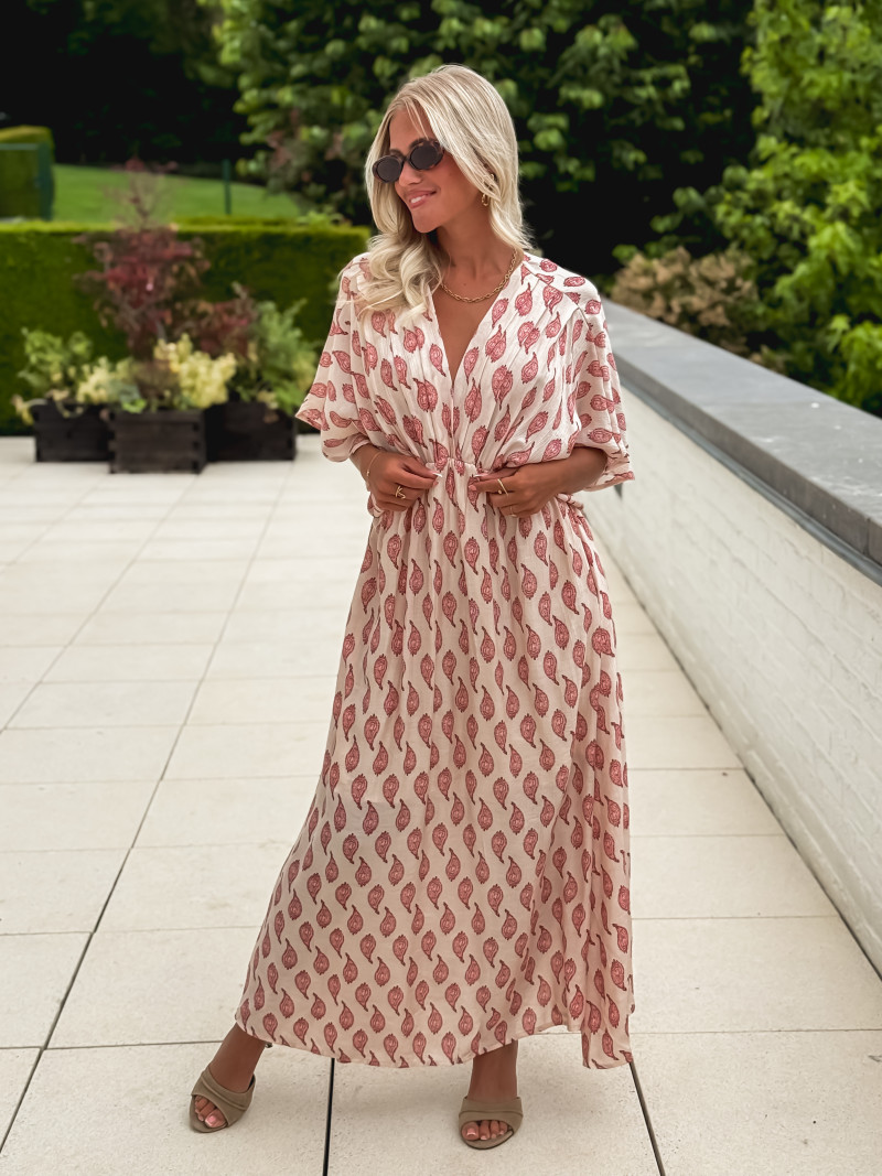 Robe longue à motifs Laïka - Rose Robe longue à motifs Laïka - Rose