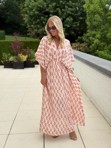 Robe longue à motifs Laïka - Rose Robe longue à motifs Laïka - Rose