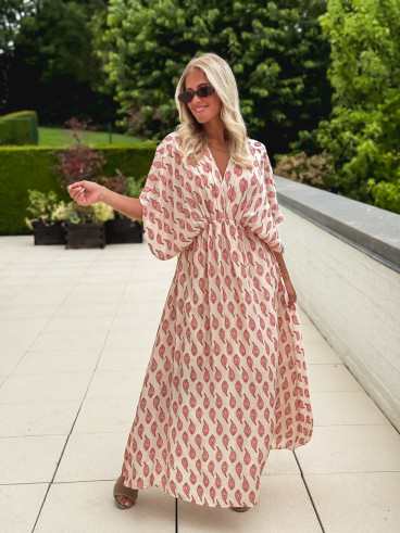 Robe longue à motifs Laïka - Rose Robe longue à motifs Laïka - Rose