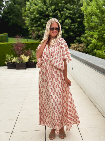 Robe longue à motifs Laïka - Rose Robe longue à motifs Laïka - Rose