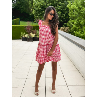 Robe courte à carreaux Cléonie - Rouge
