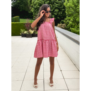 Robe courte à carreaux Cléonie - Rouge