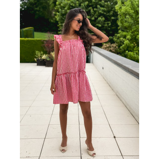 Robe courte à carreaux Cléonie - Rouge