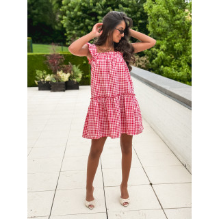 Robe courte à carreaux Cléonie - Rouge