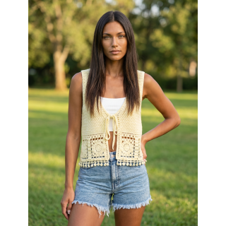 Gilet en crochet Pétunia - Jaune