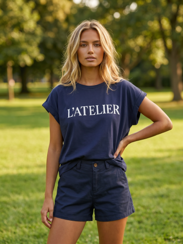T-shirt "L'atelier" - Bleu marine