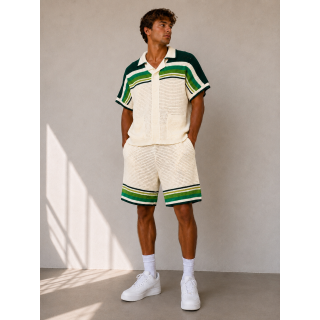 Ensemble en crochet Aelio - Ecru/Vert
