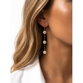 Boucles d'oreilles Marguerite - Doré/Blanc