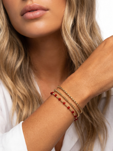 Bracelet Loredanie - Doré/Rouge