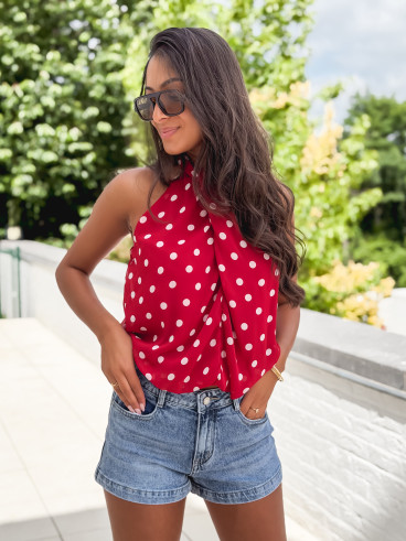 Blouse à pois Viviana - Rouge/Blanc