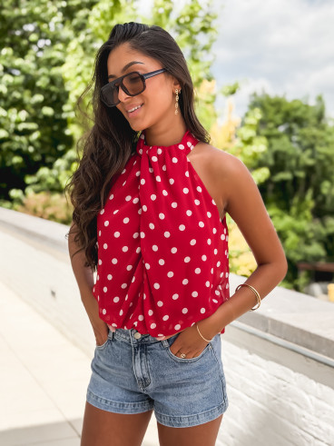 Blouse à pois Viviana - Rouge/Blanc
