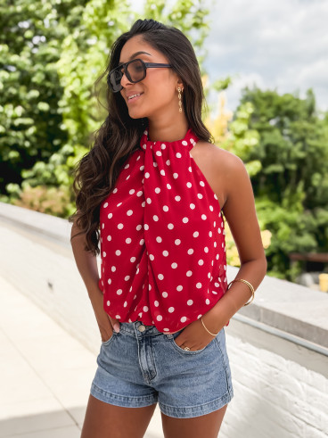 Blouse à pois Viviana - Rouge/Blanc