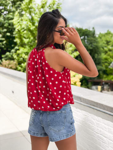 Blouse à pois Viviana - Rouge/Blanc