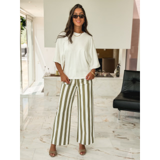 Pantalon Ligné Alizée - Kaki