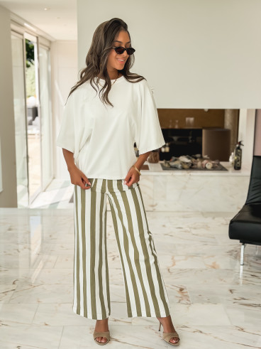 Pantalon Ligné Alizée - Kaki