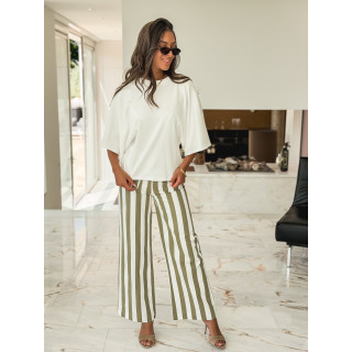Pantalon Ligné Alizée - Kaki