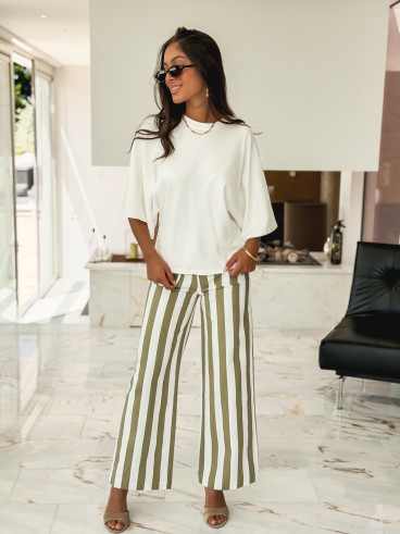 Pantalon Ligné Alizée - Kaki