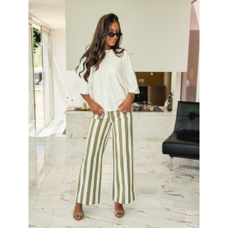 Pantalon Ligné Alizée - Kaki